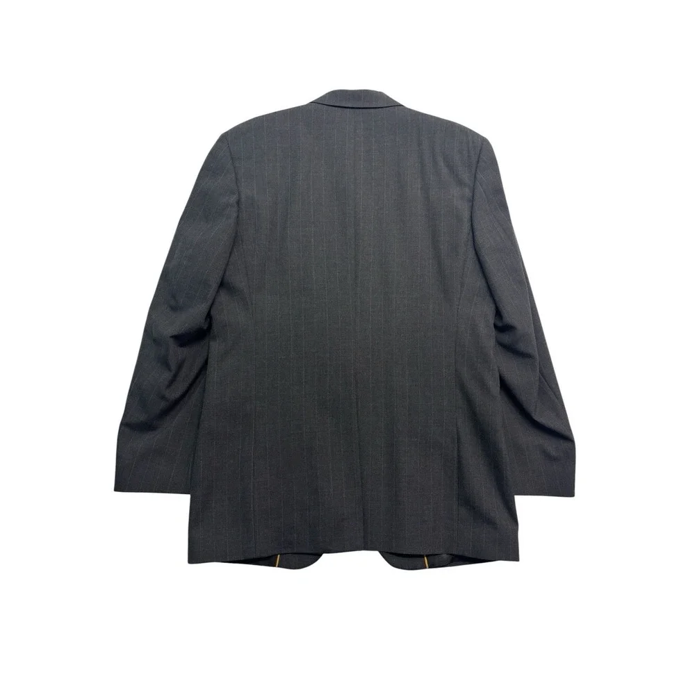 vtg 90s Sterling & Hunt 42L 36x31 Charcoal Stripe 2pc Pant Suit USA‎ 100% Wool
